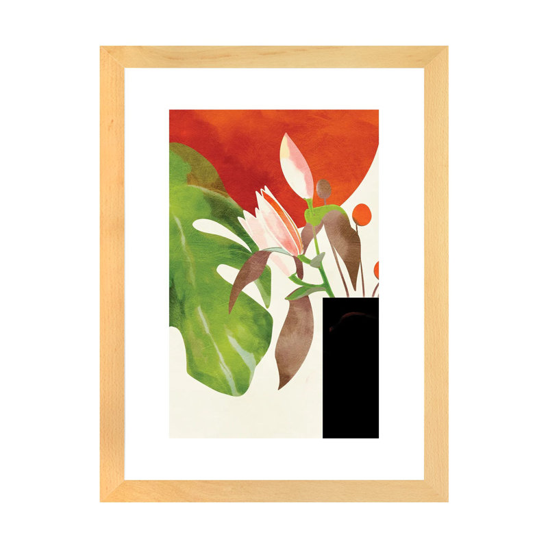 «Tropical Sun with Flowers» par Ana Rut Bré - impression d'art graphique, Blanc, H 24 po x l 16 po x P 1 po