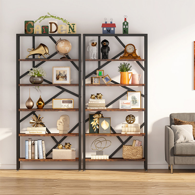 L 31,5 "x H 70,87" Myrikle Etagere, Brun rustique / noir