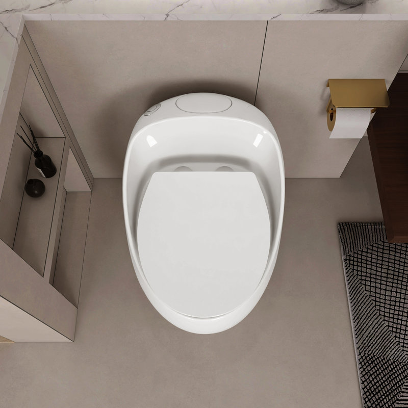 Toilette en céramique blanche brillante 1,28 - forme d'œuf, construction, chasse d'eau en forme d'œuf, égratignure, nettoyage facile