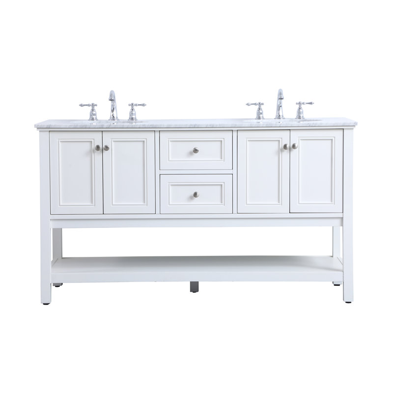 Ensemble de meuble-lavabo double 60 po Bonsai, Blanc