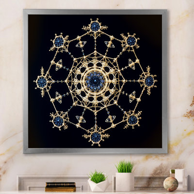 Cosmic Mandal en or et bleu sur toile
