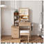 Bureau de coiffeuse moderne avec éclairage DEL, prise de courant et rangement-1310713029