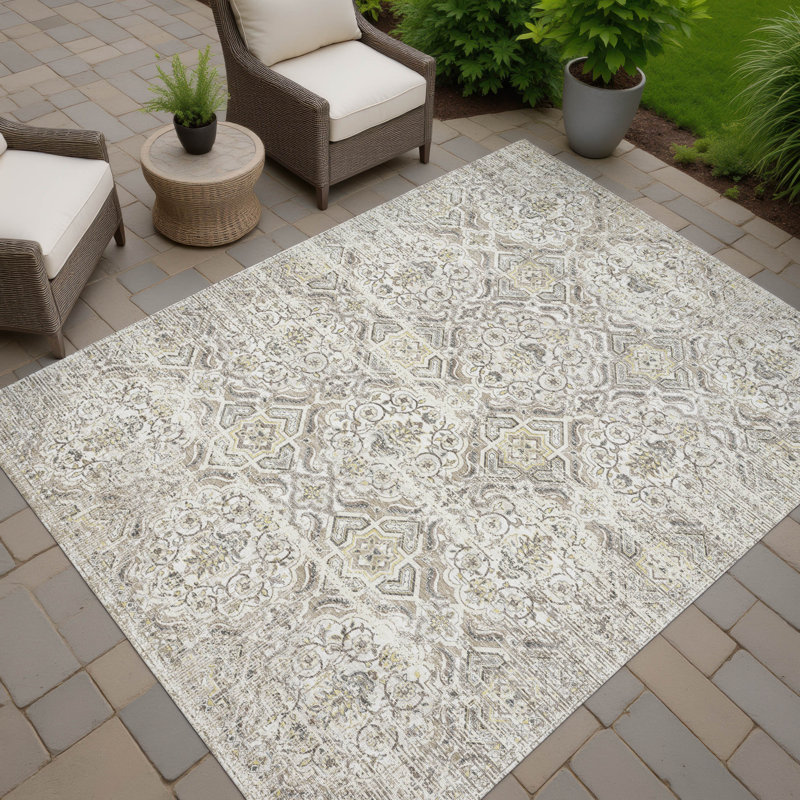 Machine Washable Indoor/Outdoor Chantille ACN2706 Global Rug, Ivory, 10' x 14'