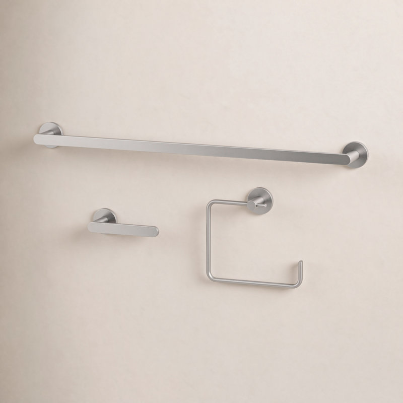 VIGO Arden 3-Piece Brushed Nickel Bathroom Hardware Set with 24-in Towel Bar, Toilet Paper Holder and Hand Towel Holder