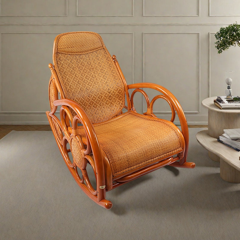 Ratan Racking C Bayou Breeze Home Rattan Rocking Chair with Retractable Pedal | Wayfair