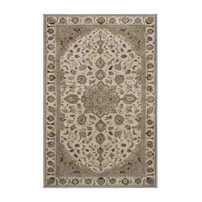 Machine Washable Tabriz Grey Area Rug