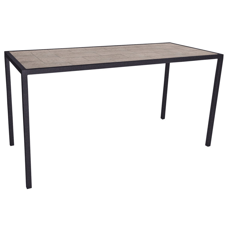 Quadra Outdoor Rectangle Counter Table, 33" W x 75" L x 37.5" H, Graphite, Summit Gray