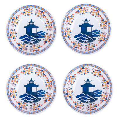 SET OF 4 FLORAL MELAMINE SOUP/CEREAL BOWLS