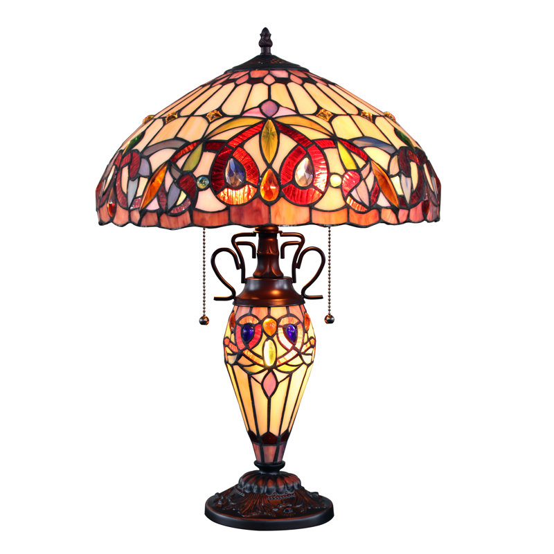 Howey Table Lamp, Beige/White/Red
