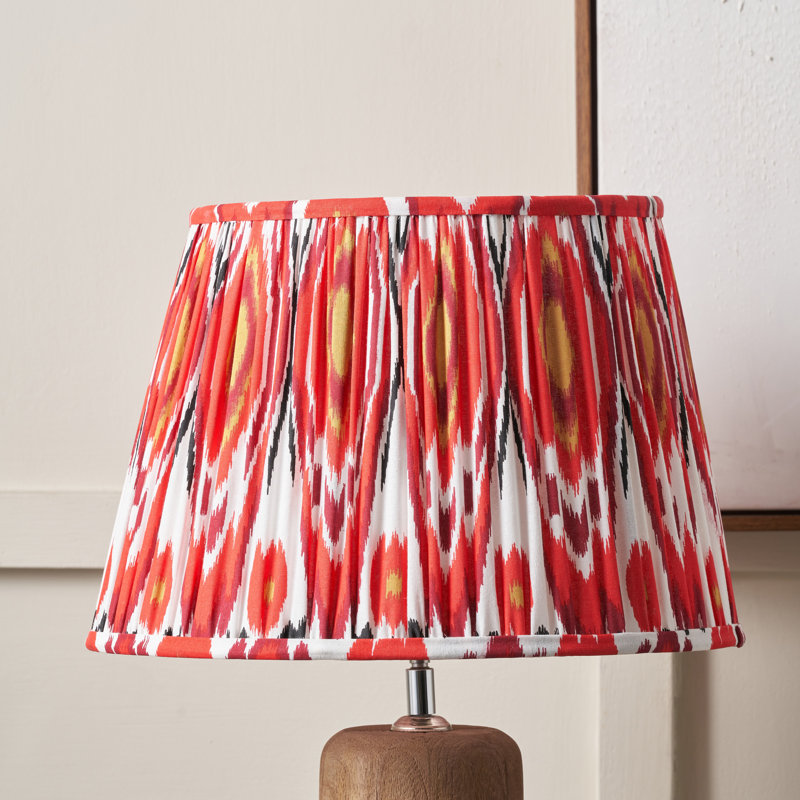 Pleated Cotton Cylinder Shade, 24cm H x 35cm W x 35cm D, Red
