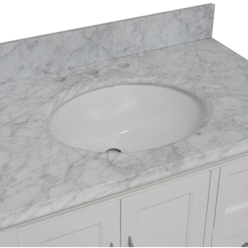 Ensemble de meuble-lavabo simple 36 po Hampton, Blanc, Marbre de Carrare
