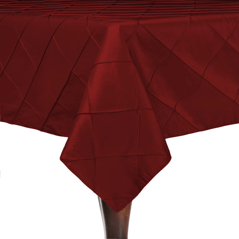 Everly Quinn  Embroidered Pintuck Taffeta Tablecloth Garnet / Burgundy, 52" W x 72" L, 2