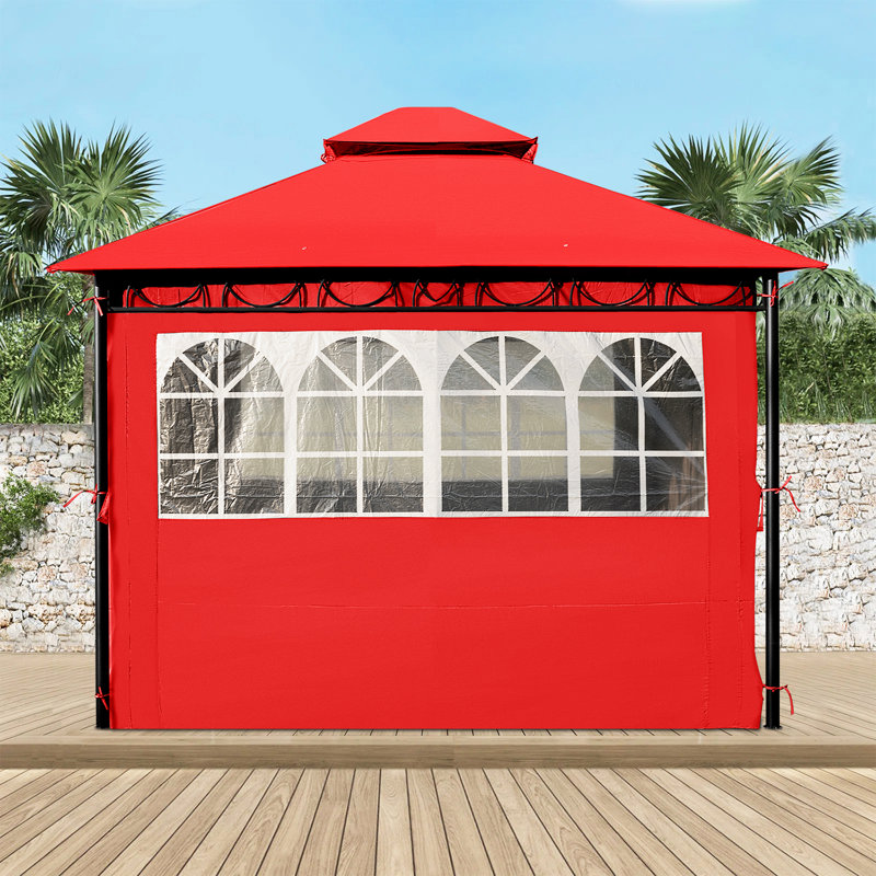 Red 10'x10' Alloy Steel Rectangular Gazebo Canopy Tent