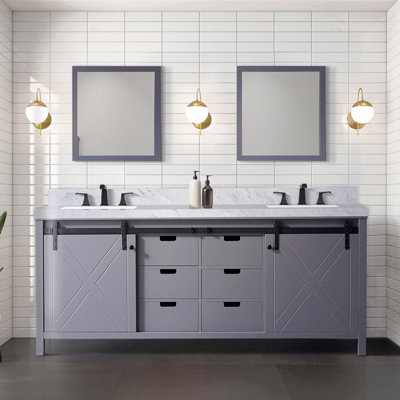 Double Bath Vanity 80 In. W X 22 In. D, Carrara Marble Countertop And Faucet Set