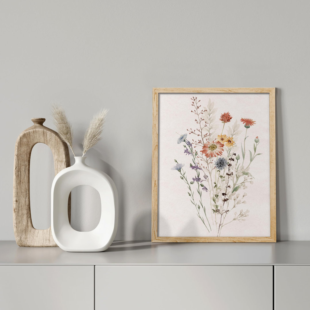 " Wildflower Meadow Watercolor Bouquet Of Various Flowers "