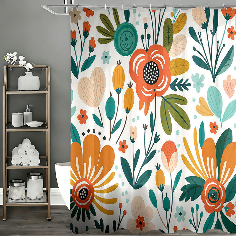 Shower Curtains with Hooks Included