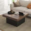 Table basse carrée avec lumières DEL, table centrale de 35 pouces, noyer