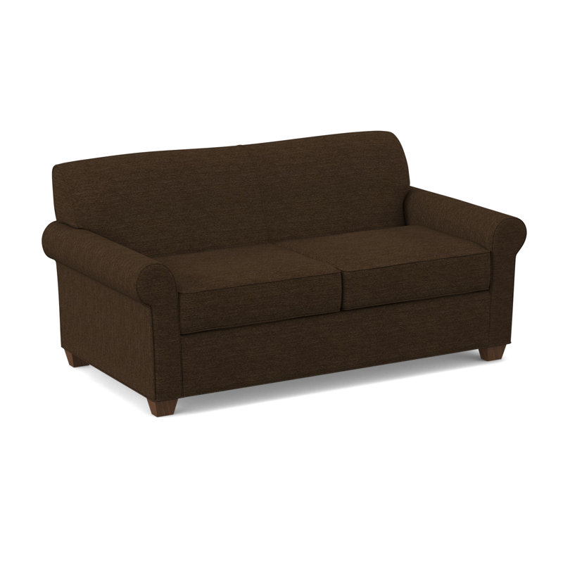 Finn Rolled Arm Sofa with Reversible Cushions, Montana Walnut, Antic Chocolate, 34" H x 75" W x 36" D