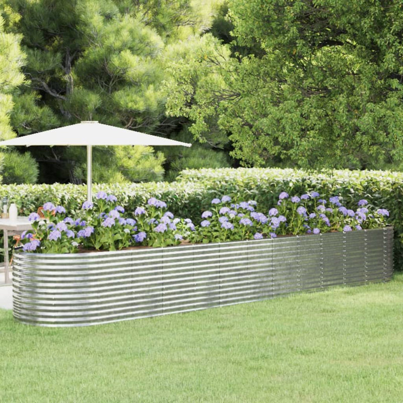 Garden Raised Bed Powder-coated Steel, Silver, 68 cm x 447 cm x 140 cm