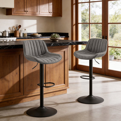 Almeida Swivel Upholstered Adjustable Height Bar & Counter Stool with Metal Frame