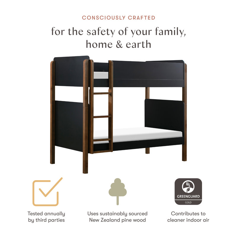 TipToe Twin Bunk Bed, Black/Natural Walnut