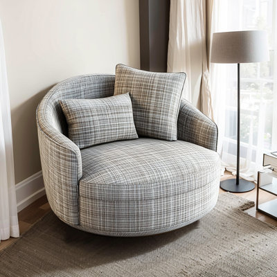 Fauteuil demi-tonneau Fine Plaid