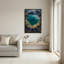 Art mural sur toile turquoise avec cratère volcanique et bordure verte-714059121