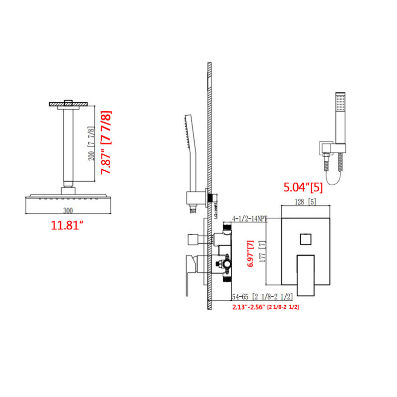 Complete Shower System with Rough in-Valve, Brushed Nickel