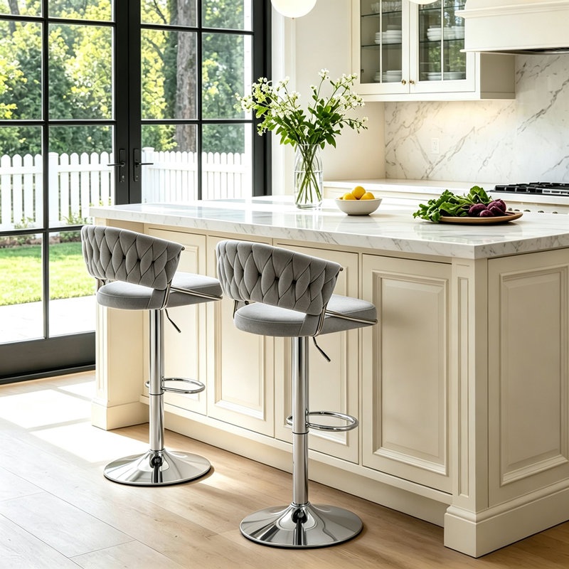 Tabouret de bar Christal, Gris, Argent argent