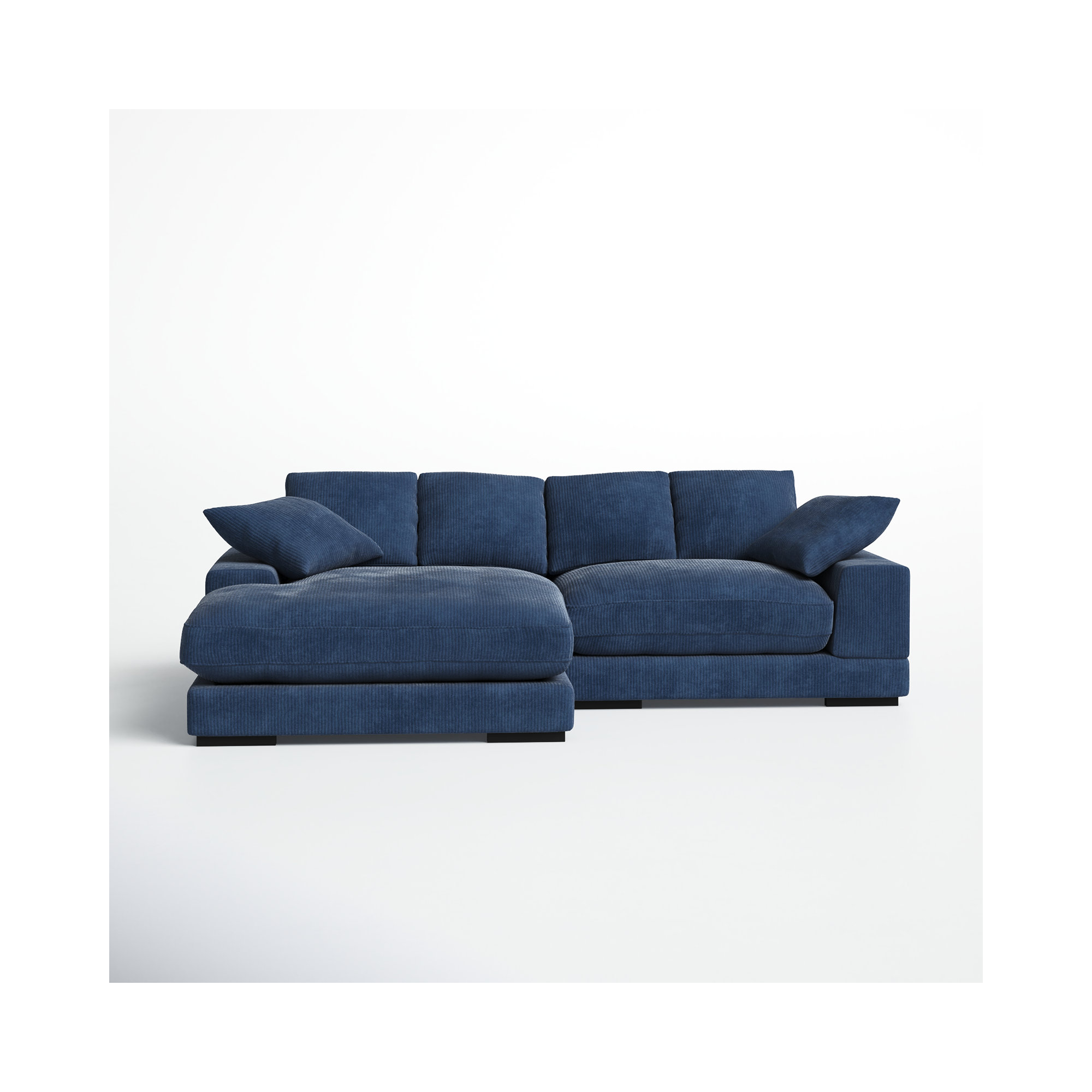 Lonsdale Chaise Sectional, Blue Corduroy