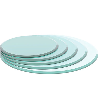 32 Inch Round Tempered Glass Table Top With Beautiful Polished Edge, Wear- And Impact-, Ideal For Family Office Tables In Guesthouse Glossy , Long Service Life, Hotel Use