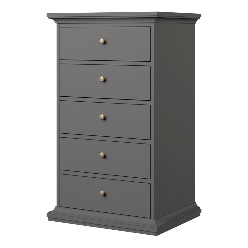 Minster 62.6cm W 5 - Drawer Chest of Drawers, Grey