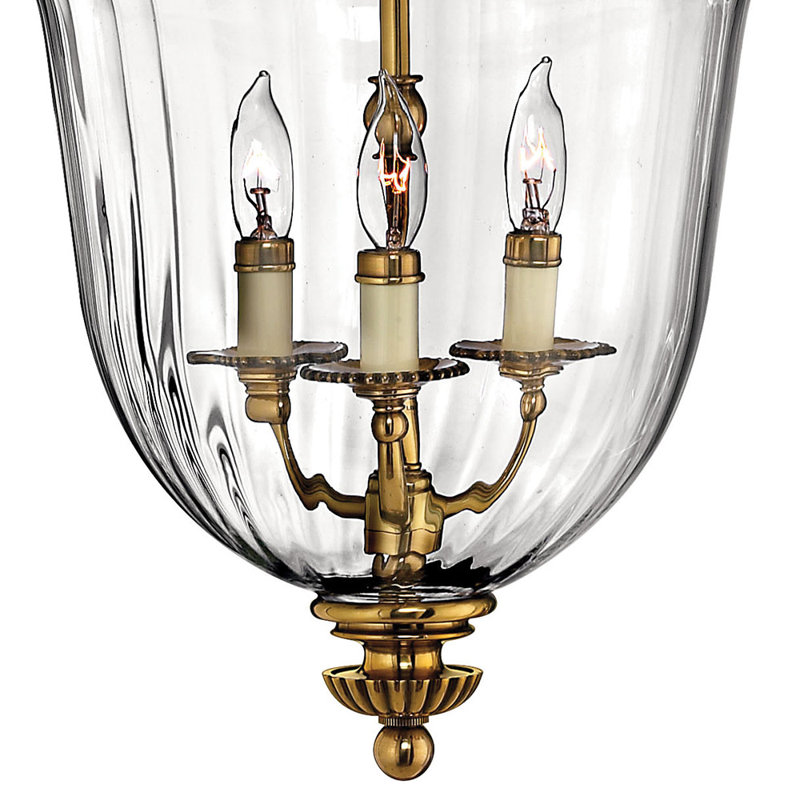 Oxford 3-Light Single Urn Pendant, 22.5" x 21.5", Burnished Brass