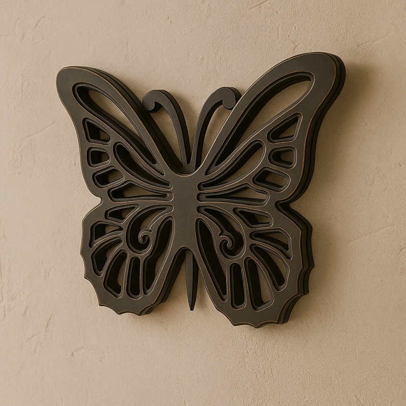  Collection de décorations murales papillon 3D à double couche - noir WD-022 , Noir