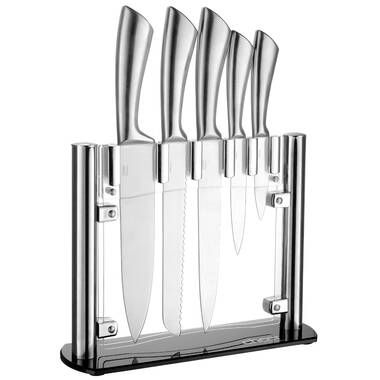 Lux Homewares 6 Piece Knife Set Stainless Steel with Stand New in Box
