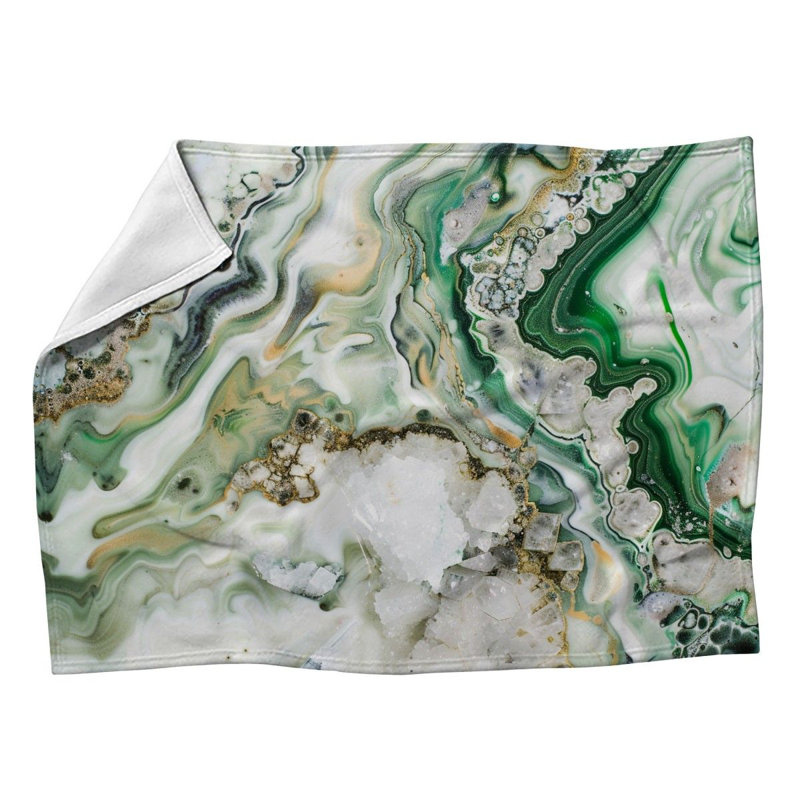 Jeté en polaire Green Agate - Jetés à l'encre pour canapés ou lits, L 50 po x L 60 po