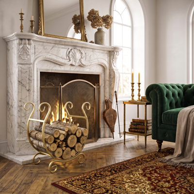 Gold Decorative Indoor Metal Log Rack