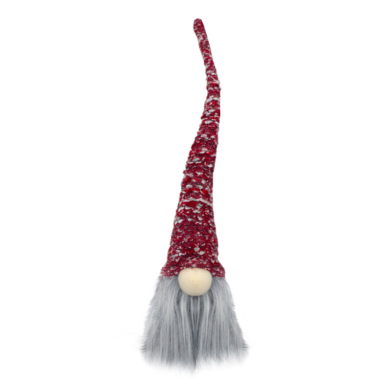 Figurine de gnome de Noël 18 po rouge et gris