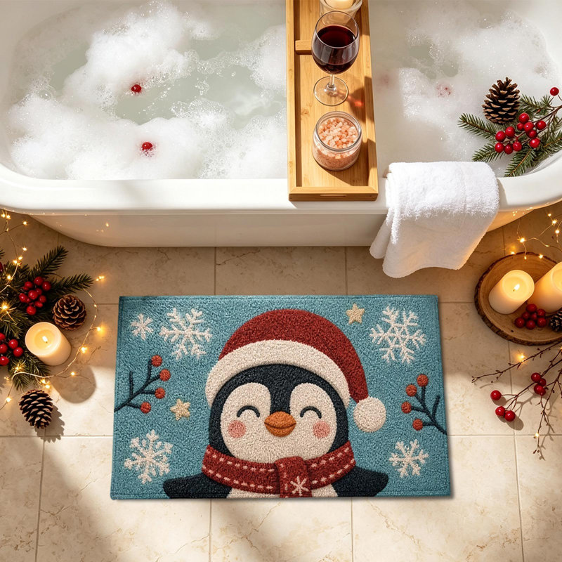 Tapis de porte d'entrée de Noël pour tapis de Noël, Multicolore