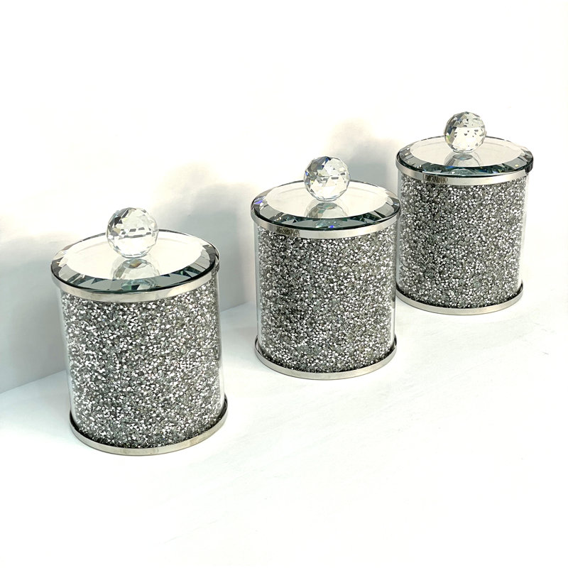 Ensemble de trois contenants en verre Ambrose, Argent