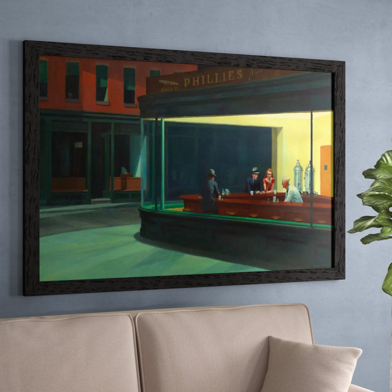 Nighthawks, 1942 by Edward Hopper - Painting on Canvas, 101.6 cm H x 66.04 cm W x 3.175 cm D, No Frame