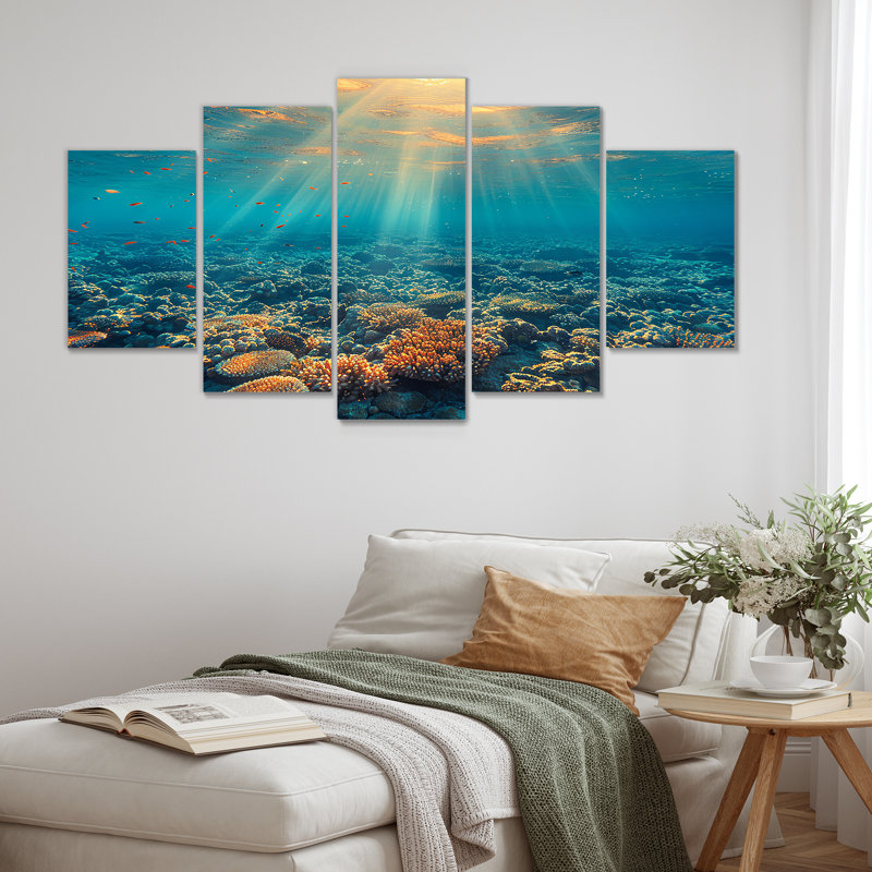 Rinaldi - Ensemble d'art mural corail 5 pièces, H 32 po x l 60 po