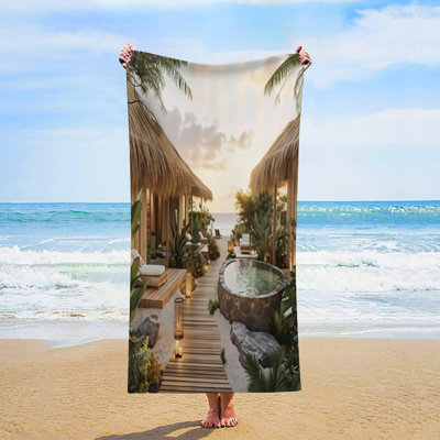 Serviette de plage surdimensionnée en microfibre Tropical