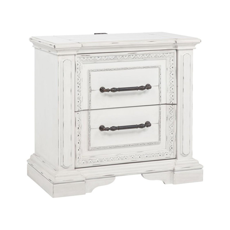Table de chevet 2 tiroirs avec port USB Camacho