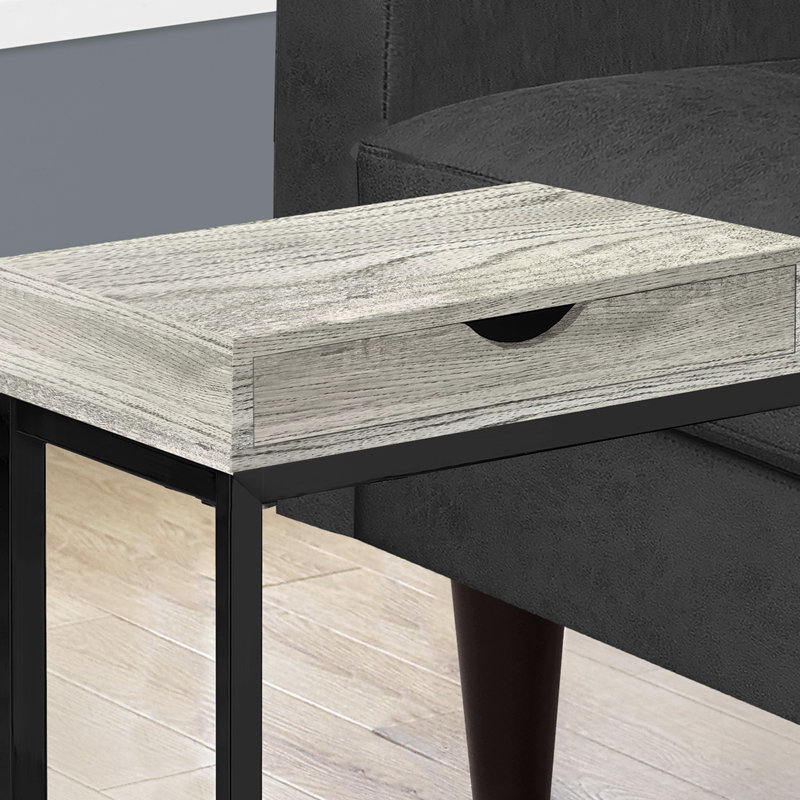 Table d'appoint, en forme de C, bout, côté, collation, tiroir de rangement, salon, chambre à coucher, métal stratifié, contemporain, moderne