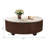 35.4" Round  Wood Coffee Table With 2 Storage, Modern Coffee Table With Faux Marble Finish & Walnut Veneer Base