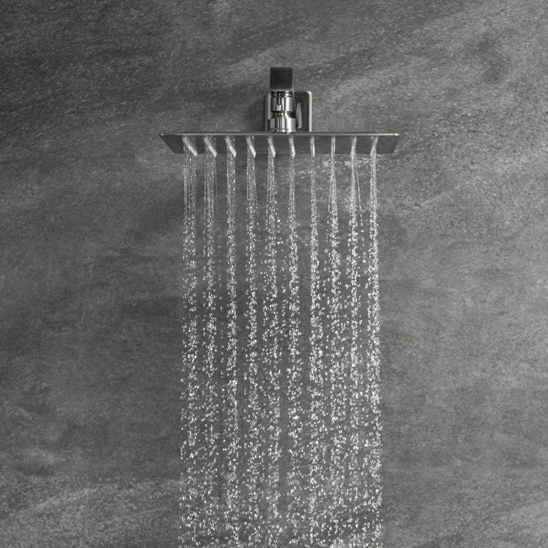 Robinet de douche mural 10 po, douche à main carrée, nickel brossé, valve d'équilibre, 2 têtes, pluie en laiton massif avec finition nickel, laiton, design