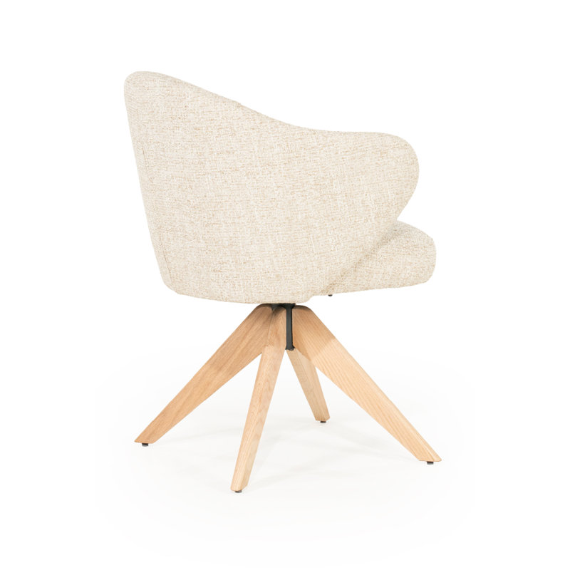 Connor Oak Accent Chair, Beige