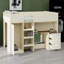 Lit mezzanine polyvalent avec garde-robe intégré, bureau d'étude, tablettes de présentation et tiroirs-7527697