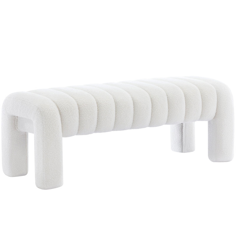 Gliese Boucle Upholstered Bench, Beige, 43cm H x 160cm W x 44cm D
